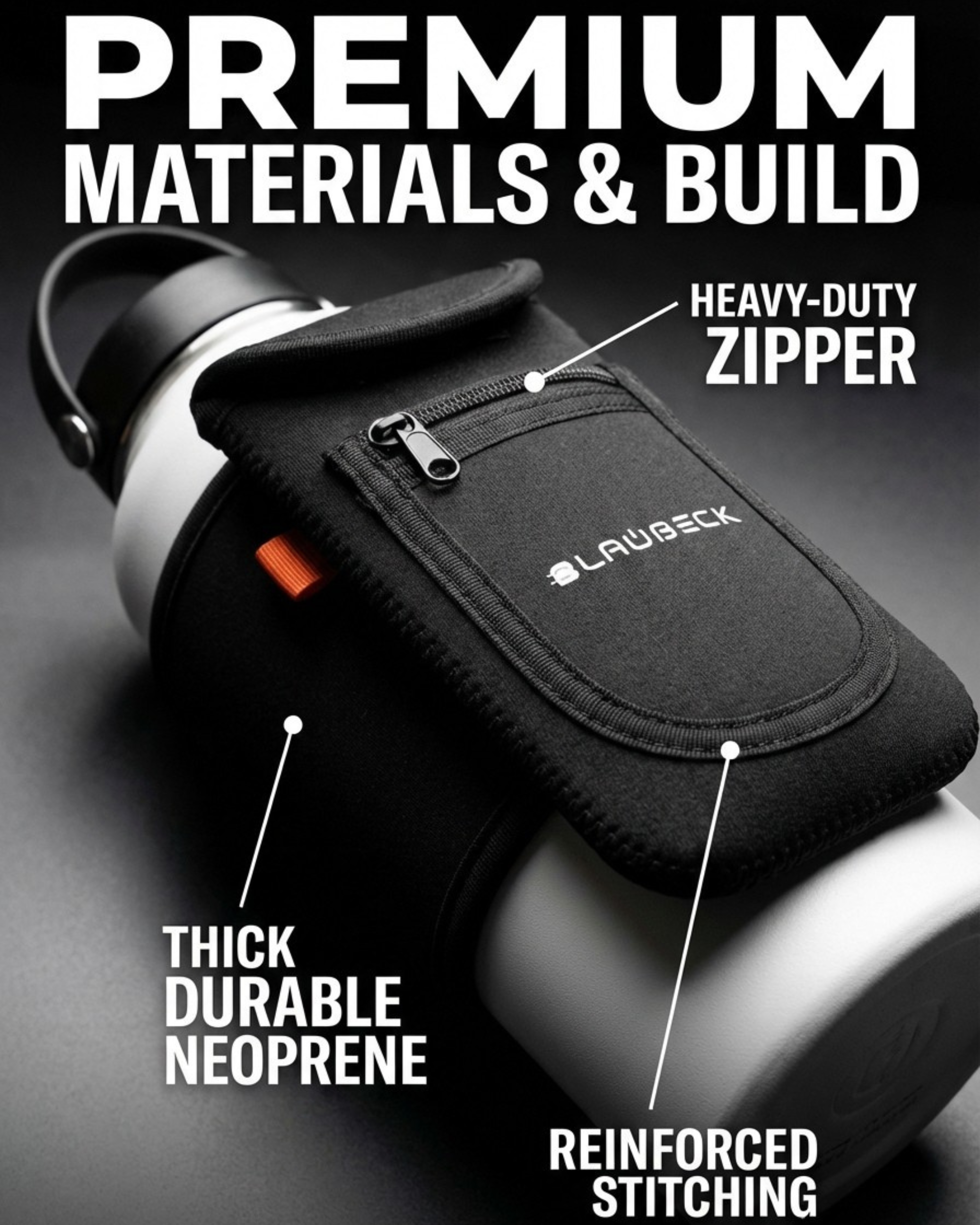 BLAUBECK Magnetic Water Bottle Sleeve & Phone Holder — Hands-Free at the Gym